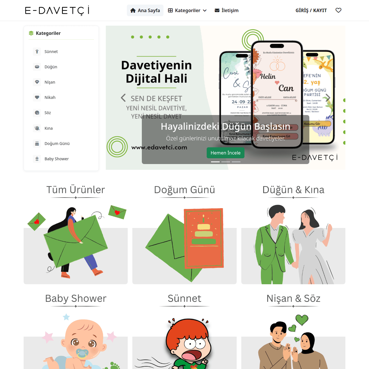 E-Davetçi - Dijital Website Web Tasarım