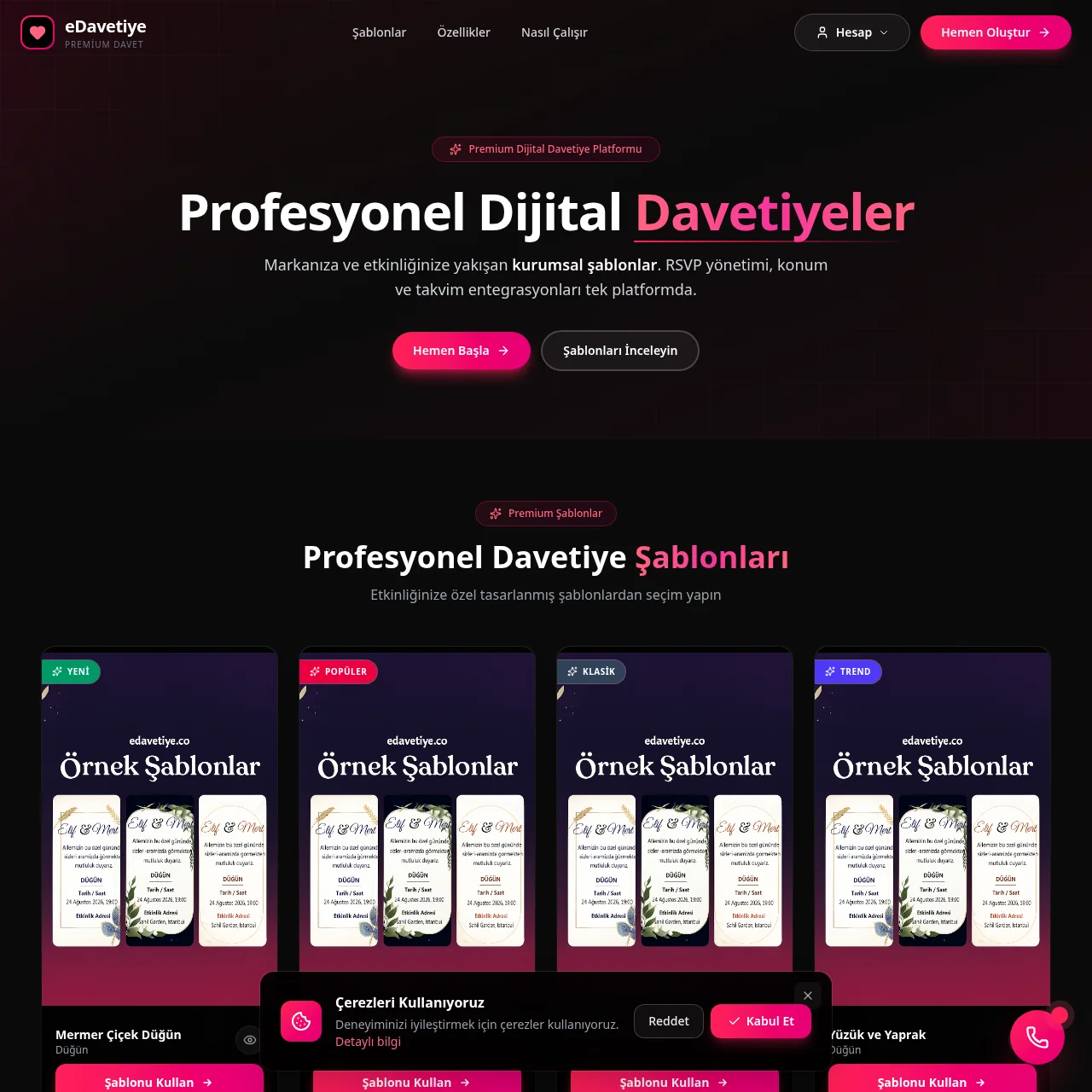 eDavetiye - Dijital Website Web Tasarım