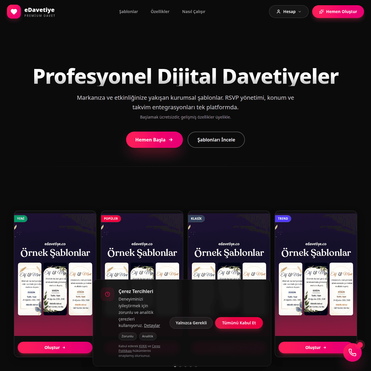 eDavetiye - Dijital Website Web Tasarım