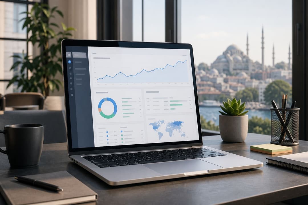 SEO uyumlu web sitesi ve analitik ekranı