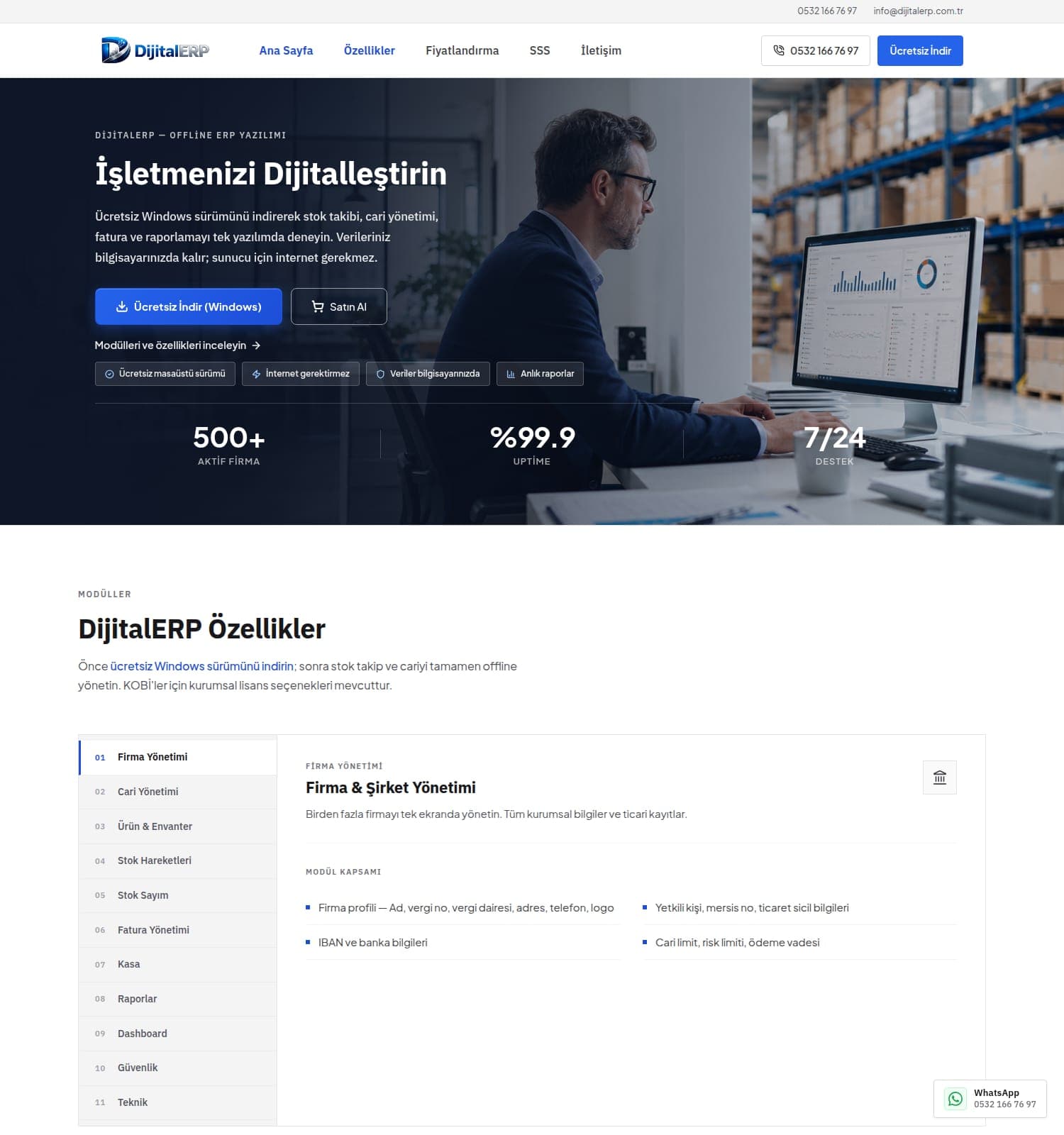 DijitalERP ERP ve muhasebe yazılımı web sitesi