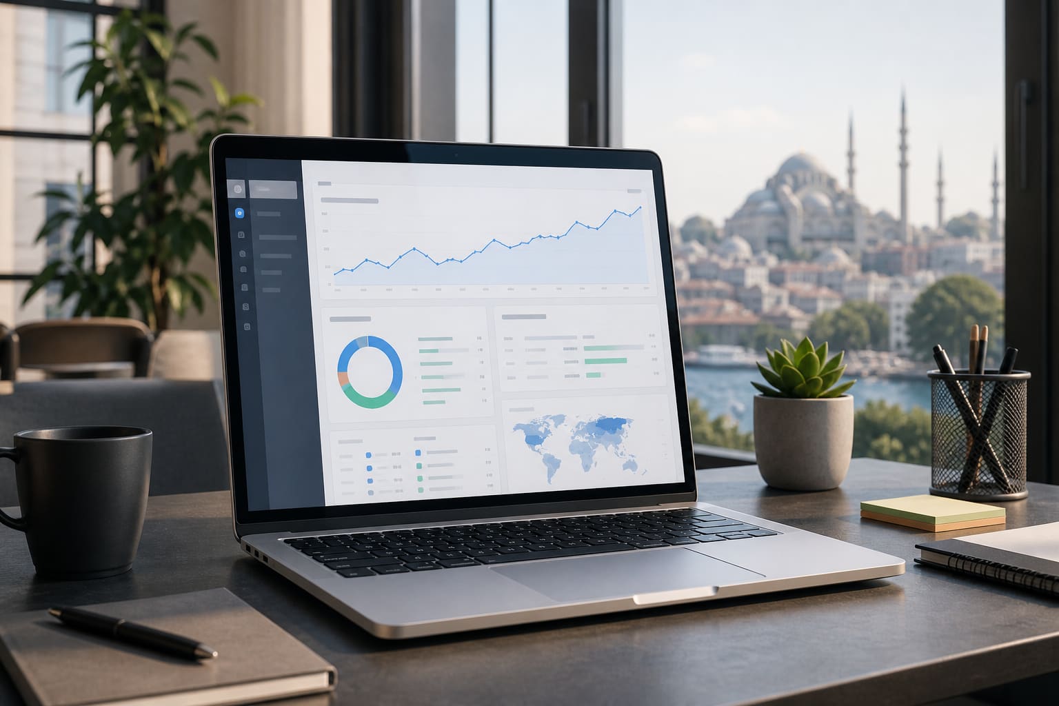 SEO uyumlu web sitesi ve analitik ekranı